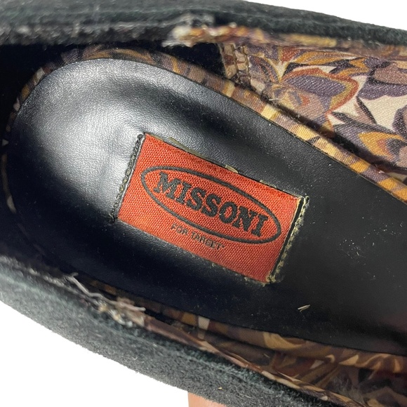 Missoni Chevron Suede Heels 5.5 for Target Black Leather Sole Taupe Round Toe - Picture 4 of 10